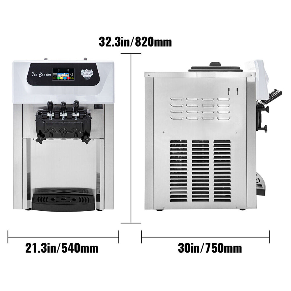 Large Double Hopper Commercial Soft Serve Ice Cream Maker Machine W/ 3 Flavors, 18-28 L/H (98371425)