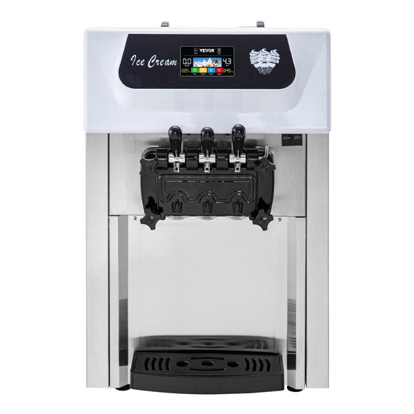 Large Double Hopper Commercial Soft Serve Ice Cream Maker Machine W/ 3 Flavors, 18-28 L/H (98371425)