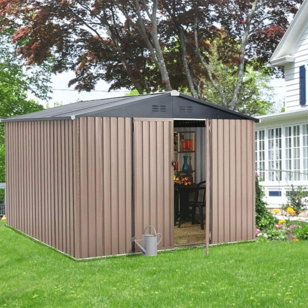 [08X10FT] Large Heavy Duty Outdoor Metal Garden Tools Storage Utility Shed W/ Lockable Door (SAK72751)
