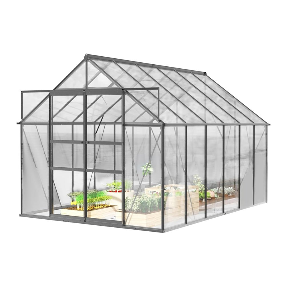 [08x12FT] Large Heavy Duty Outdoor Walk-In Polycarbonate Greenhouse Kit With Adjustable Vents And Sliding Doors (95736851)