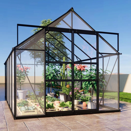 [08x12FT] Large Heavy Duty Outdoor Walk-In Polycarbonate Greenhouse Kit With Adjustable Vents And Sliding Doors (95736851)