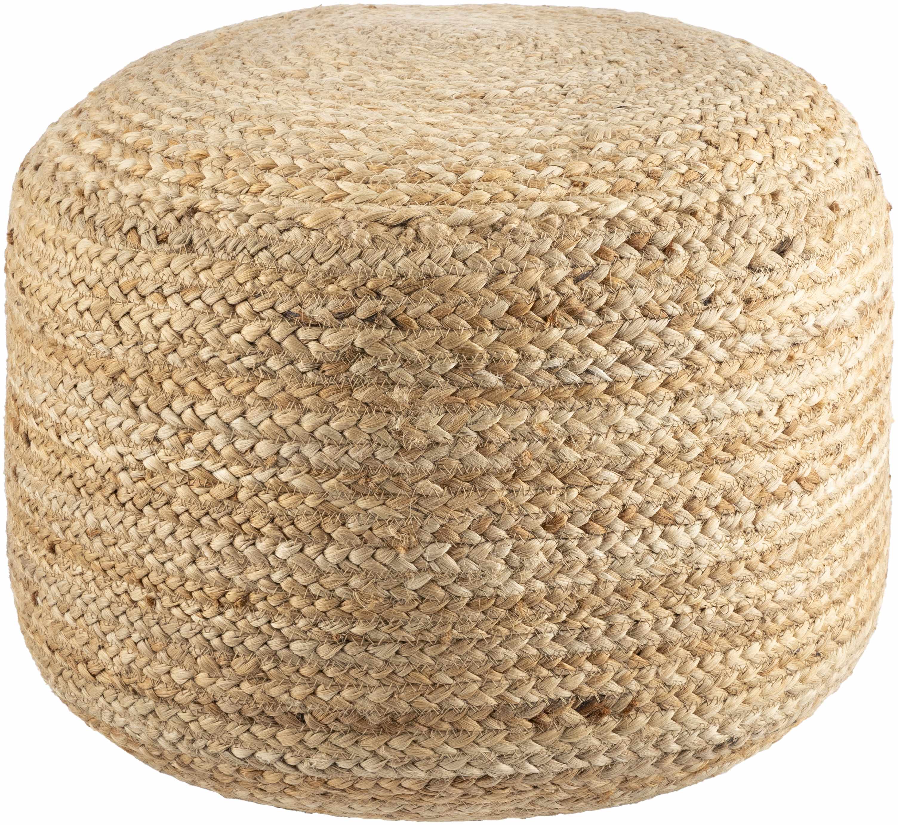 Lavertezzo Brick Red Knitted Beige Cotton Pouf