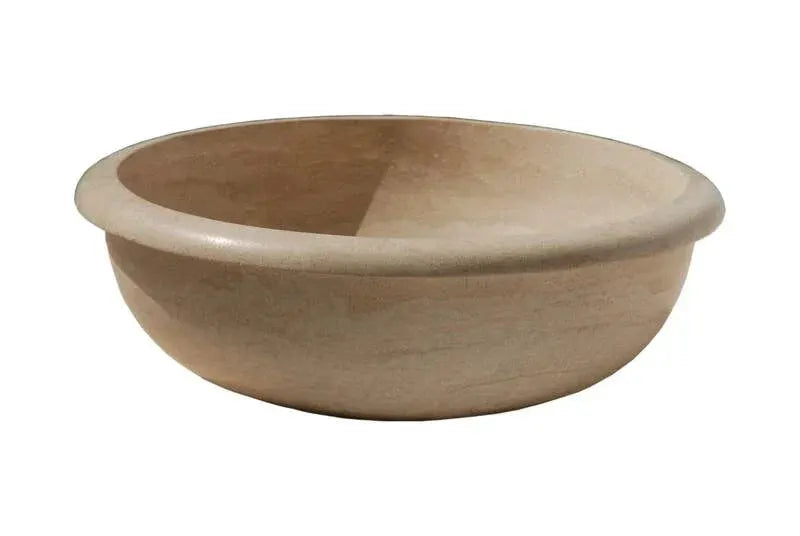 Villohome light beige travertine vanity sink, bathroom stone bowl for drop-in or above-counter installation