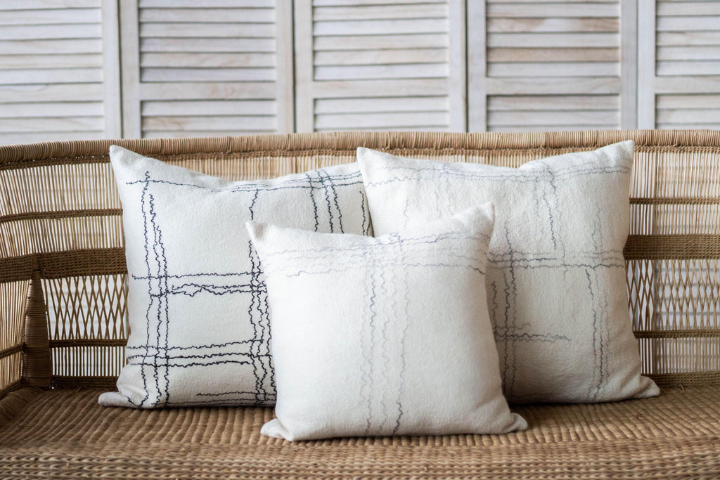 Linear Organic Wool and Silk Throw Pillow