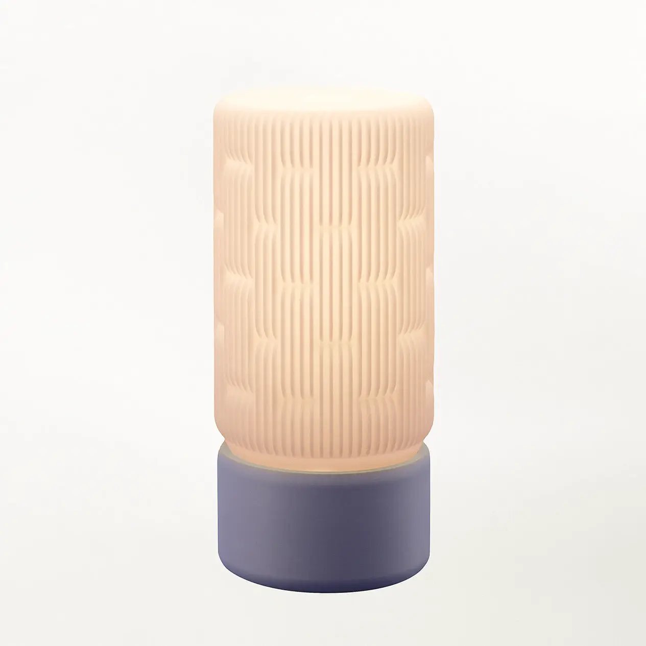 Liunk Table Lamp with a peach textured shade and blue base