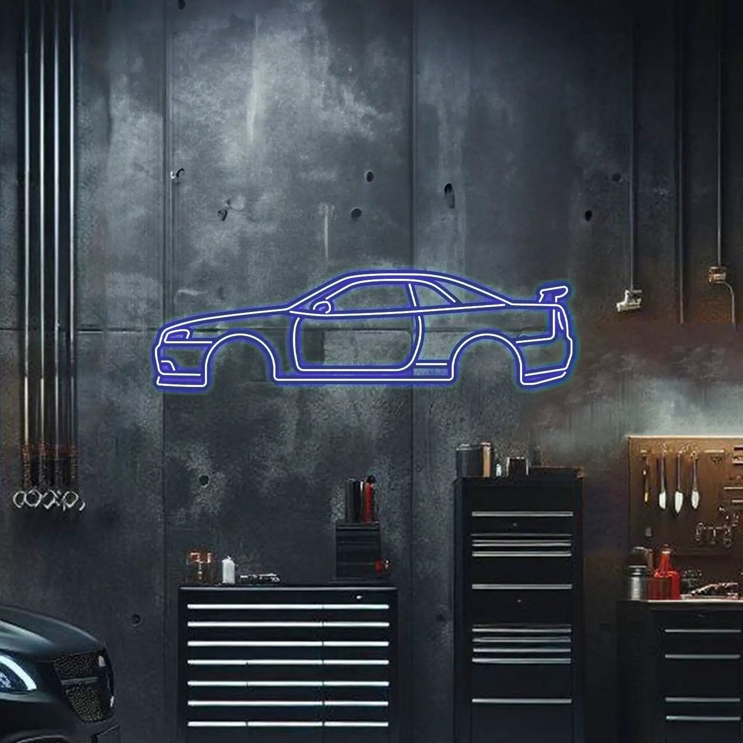 Skyline GT-R R34 Metal Neon Car Wall Art - MTN0036