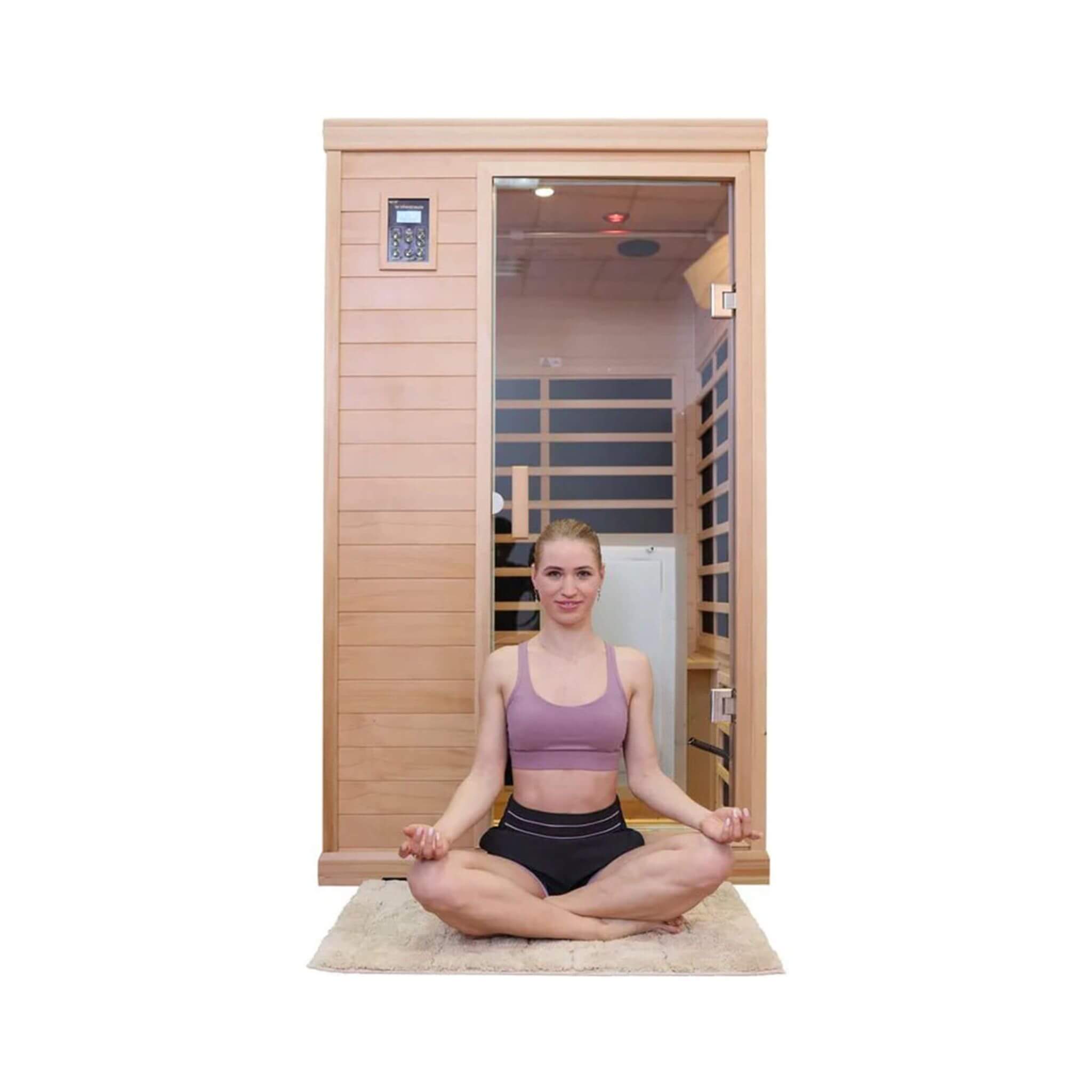 Luxury 2-Person Hemlock Wood FAR Infrared Sauna Room W/ Glass Door, 1750W (SAK81525)