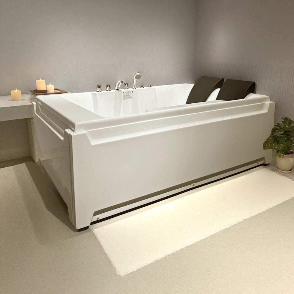 Alora 73-Inch Luxury 2-Person Whirlpool Hydro Massage Jetted Bathtub With Chromatherapy Lights (SAK58620)