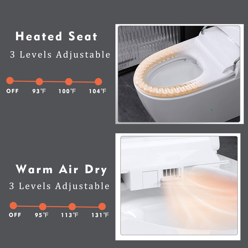 Luxury Smart Toilet With Built-In Auto Open And Close Bidet Seat, Foot Sensor, LED Display And Night Light (SAK31256)