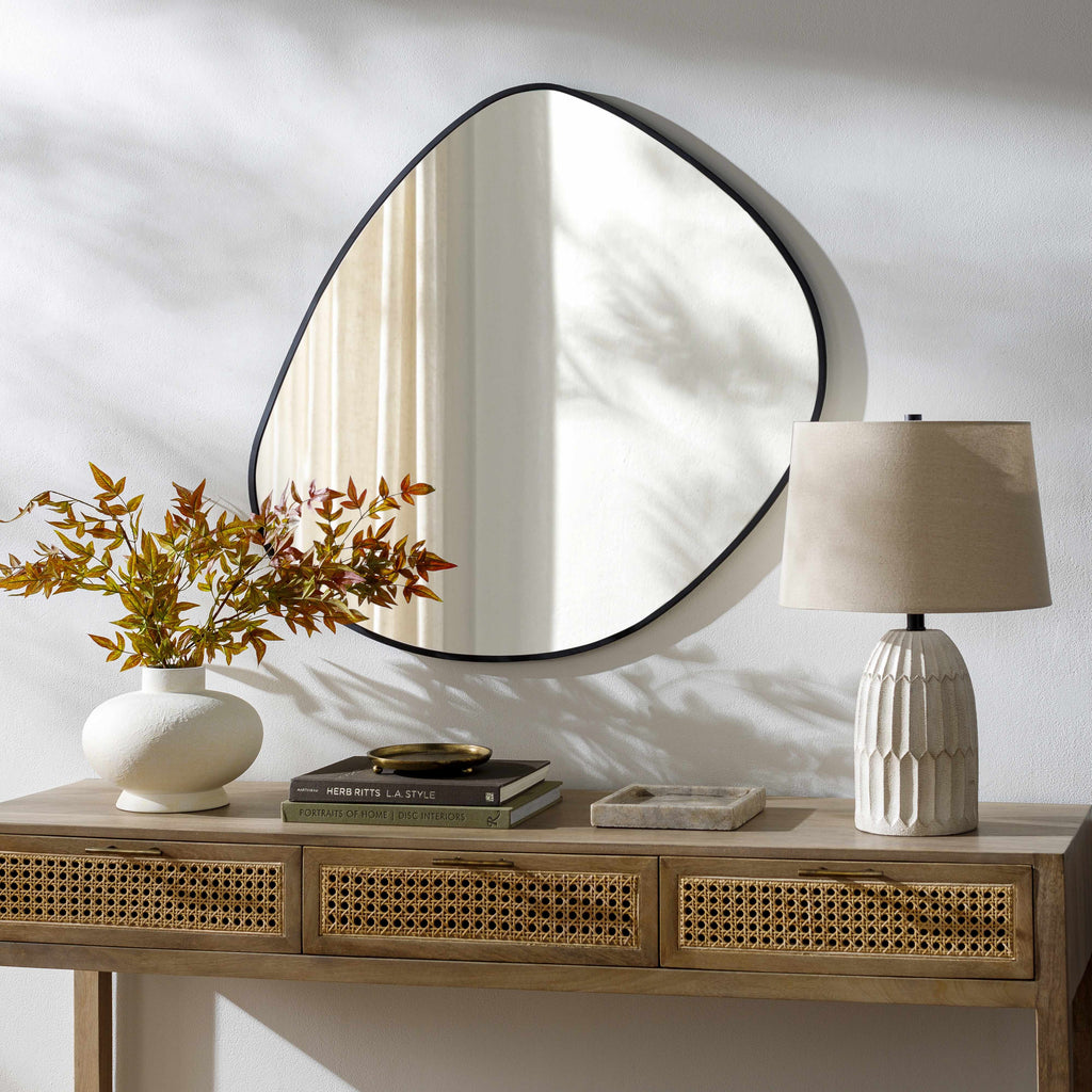 Lochovice Black Distressed Wood Mirror