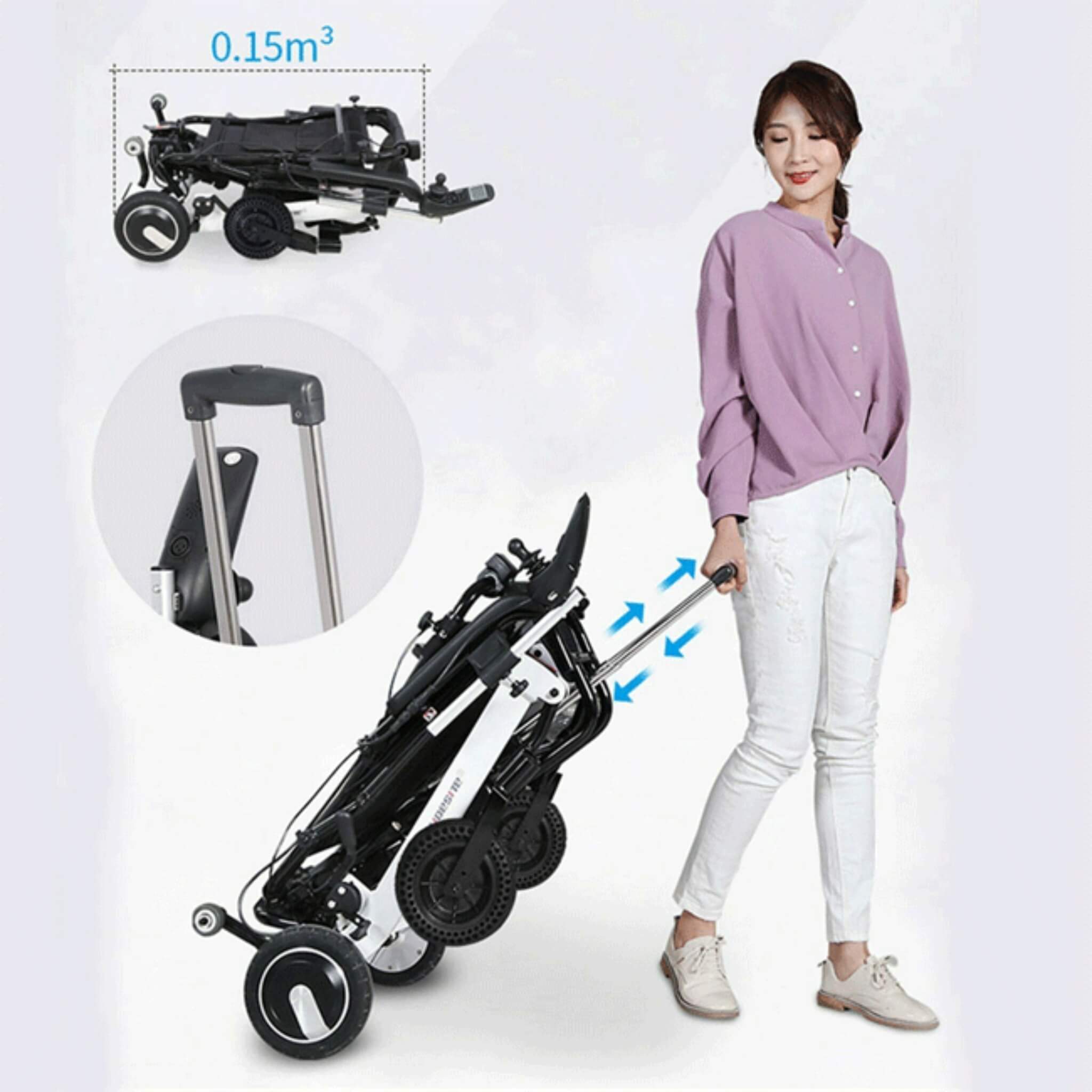 Maidesite 17.5" Wide Seat Lightweight Electric Folding Wheelchair, 500W (SAK33689)
