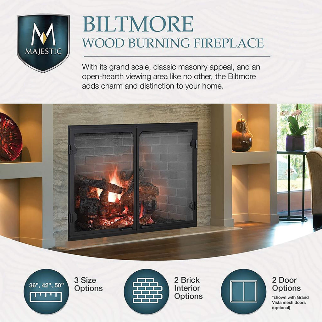 Majestic Biltmore 36" Herringbone Pattern Open Wood-Burning Fireplace [SB60HB] (SAK62147)