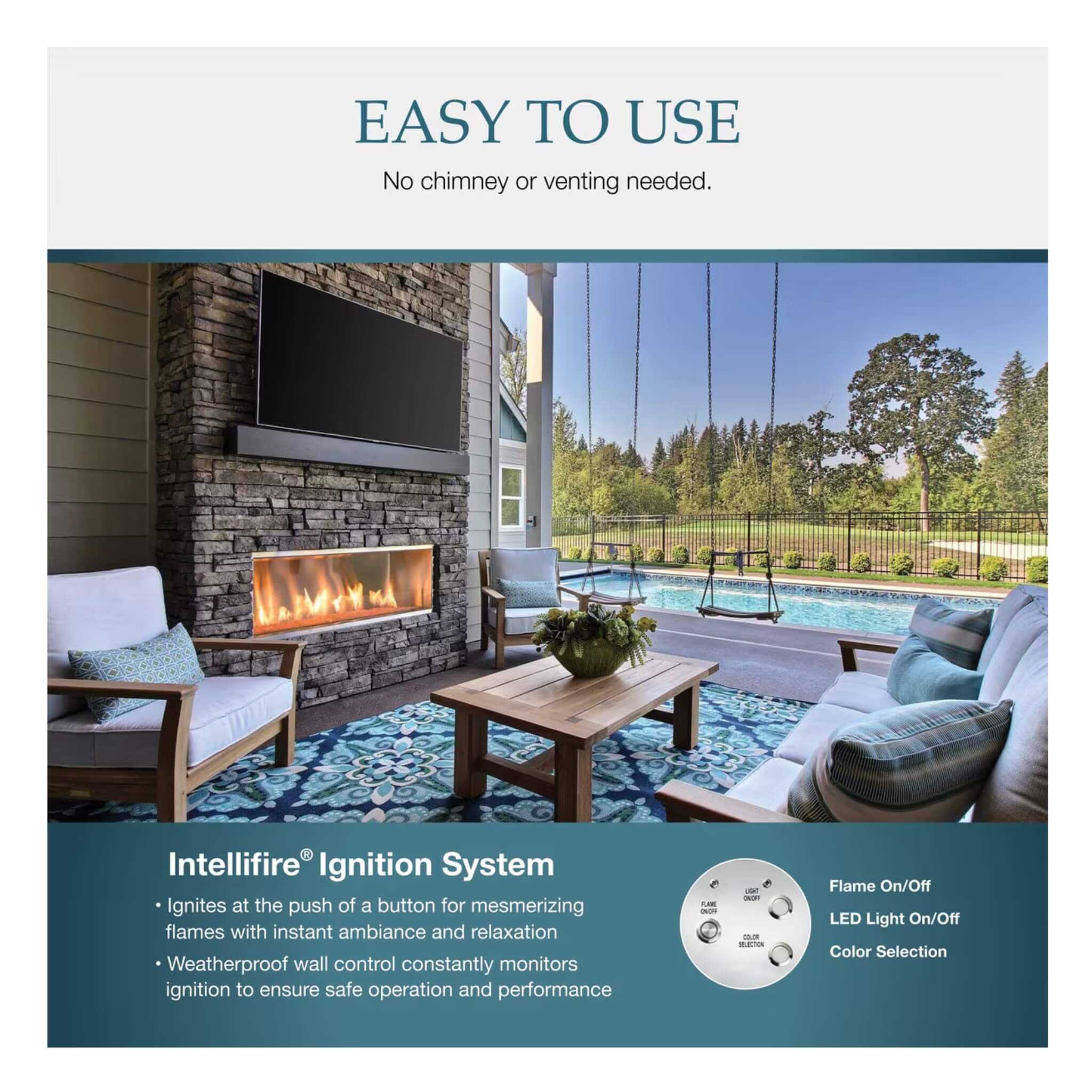 Majestic Lanai 60" Single Sided Linear Outdoor Gas Fireplace [ODLANAIG-60] (SAK94821)