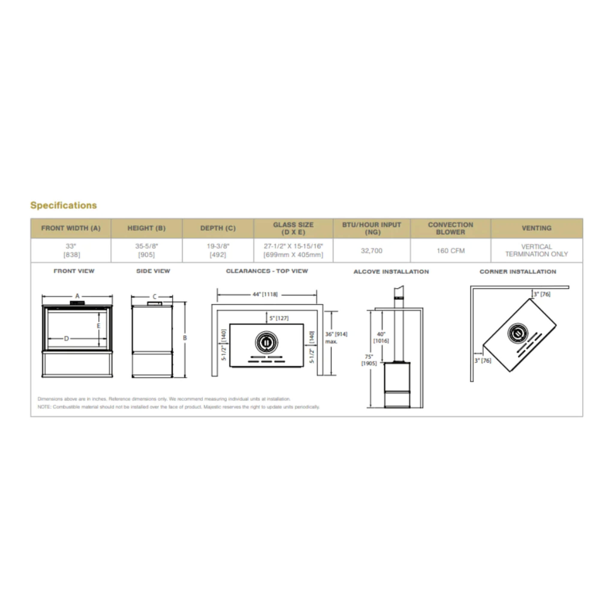 Majestic Ruby 30" Direct Vent Natural Gas Insert With Intellifire Touch Ignition [RUBY30IN] (SAK52891)