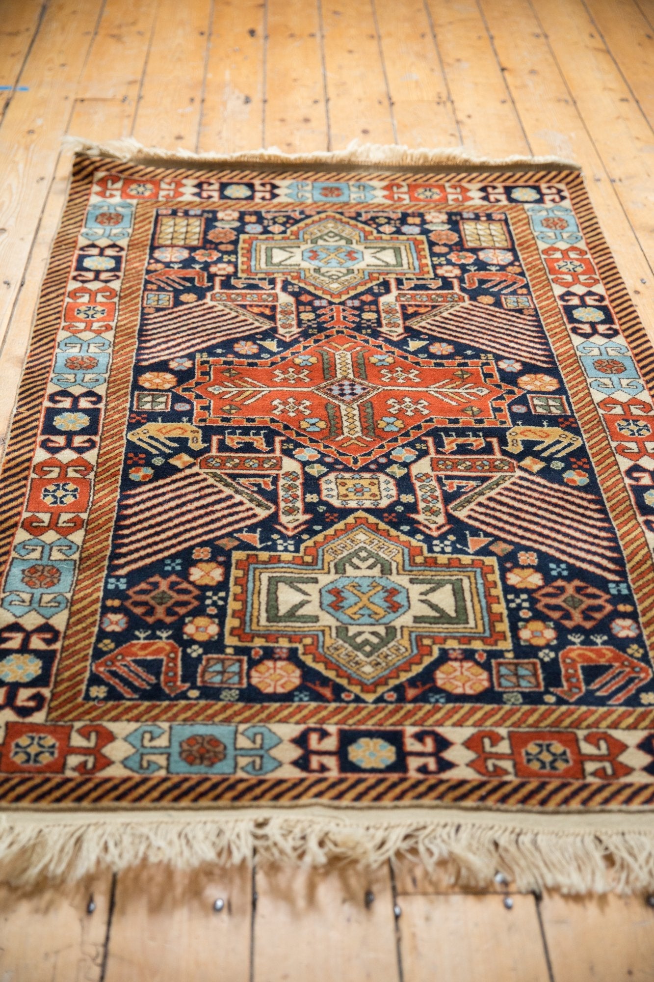 3.5x5.5 Vintage Romanian Akstafa Design Rug