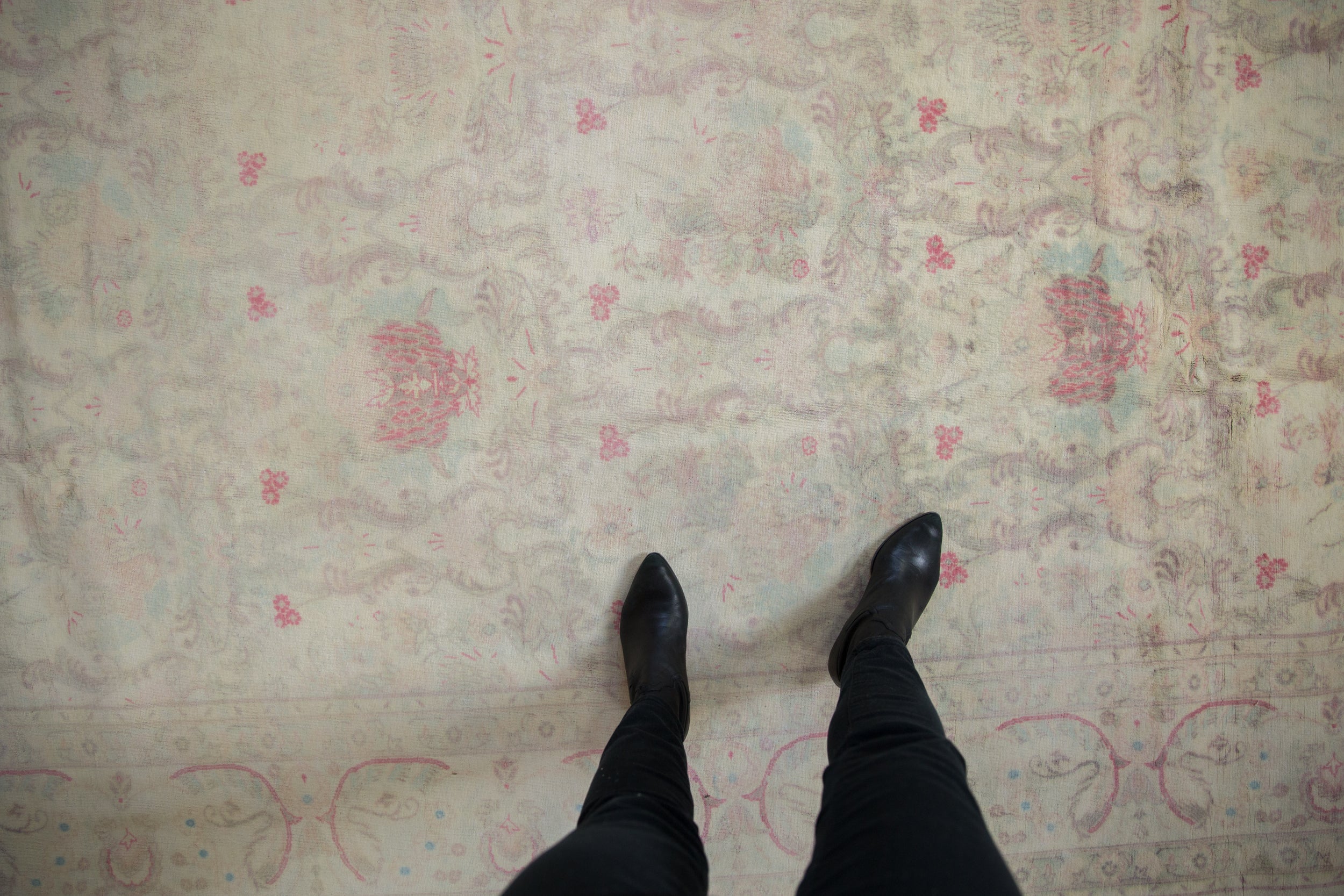 10x14 Vintage Distressed Bulgarian Kerman Design Carpet