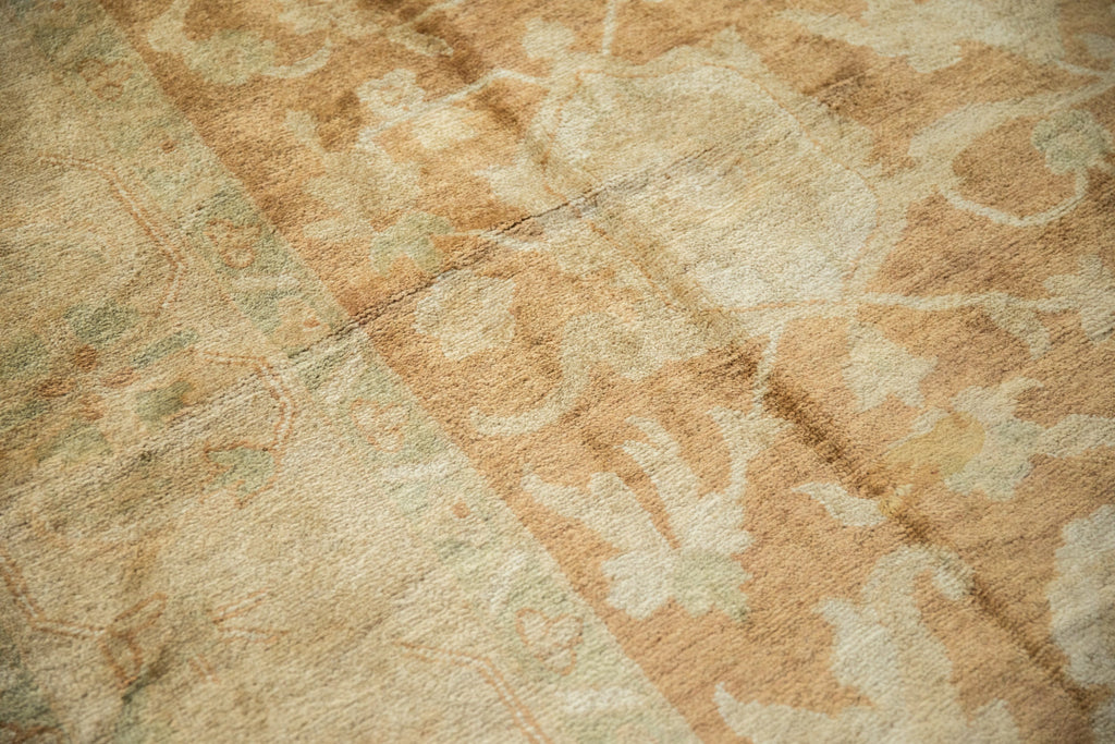 10x14 Vintage Gold Wash Indian Oushak Design Carpet