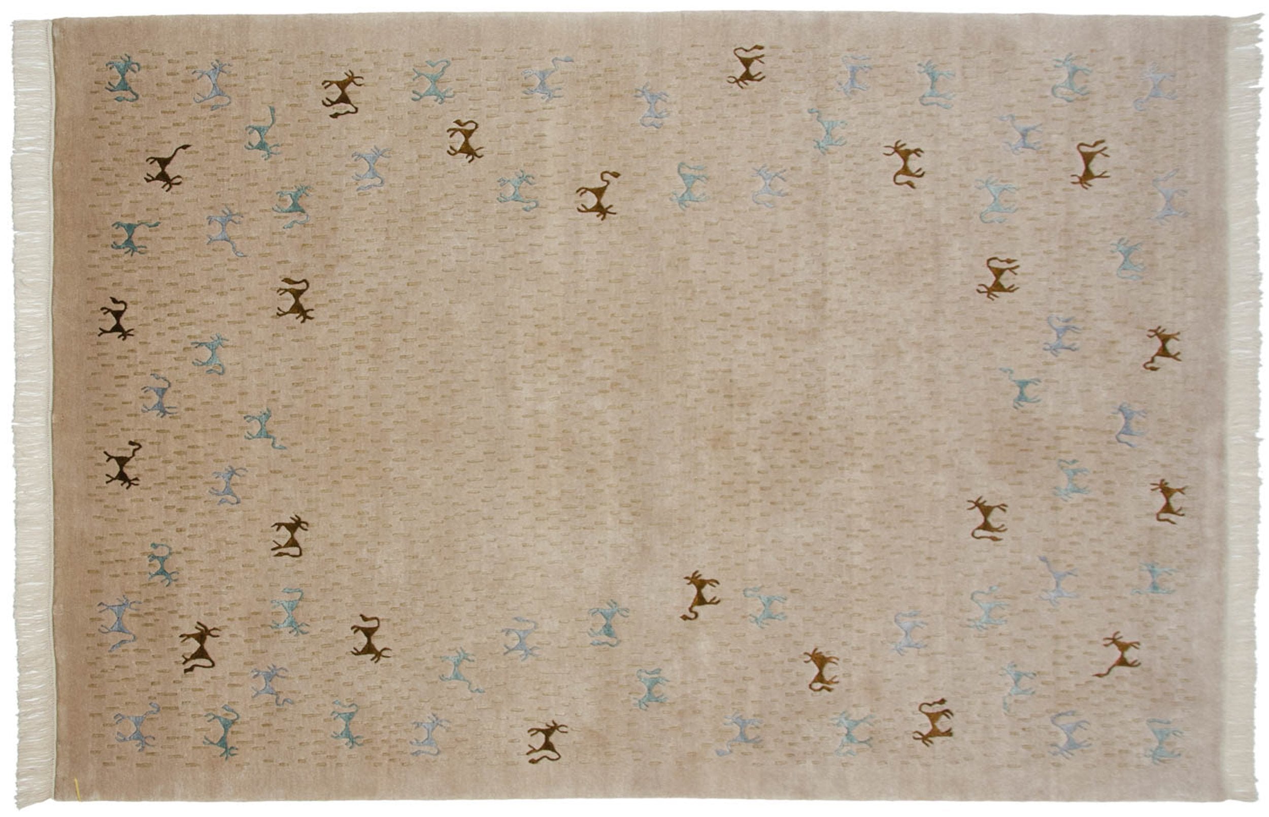 6x9 New Indian Folk Art Design Carpet