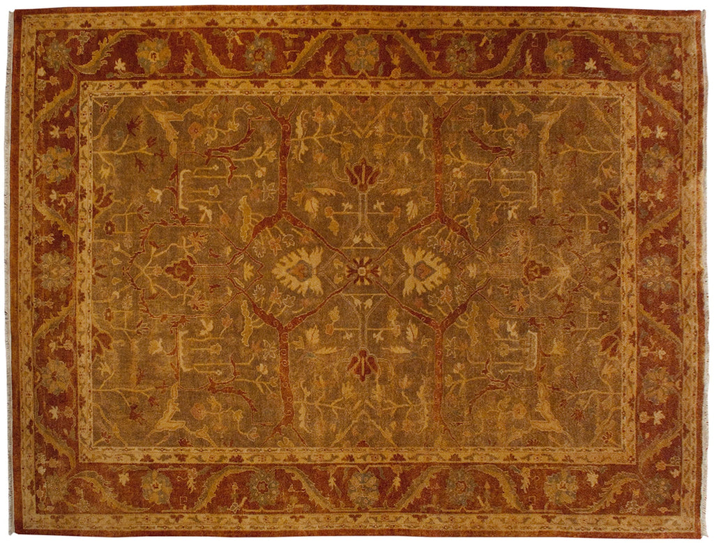 10x13.5 New Gold Wash Indian Oushak Design Carpet