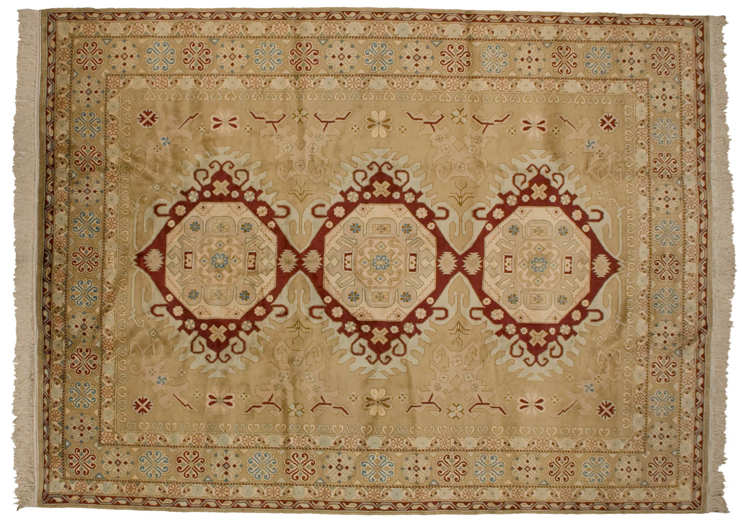 9x12 Vintage Distressed Bulgarian Caucasian Design Carpet