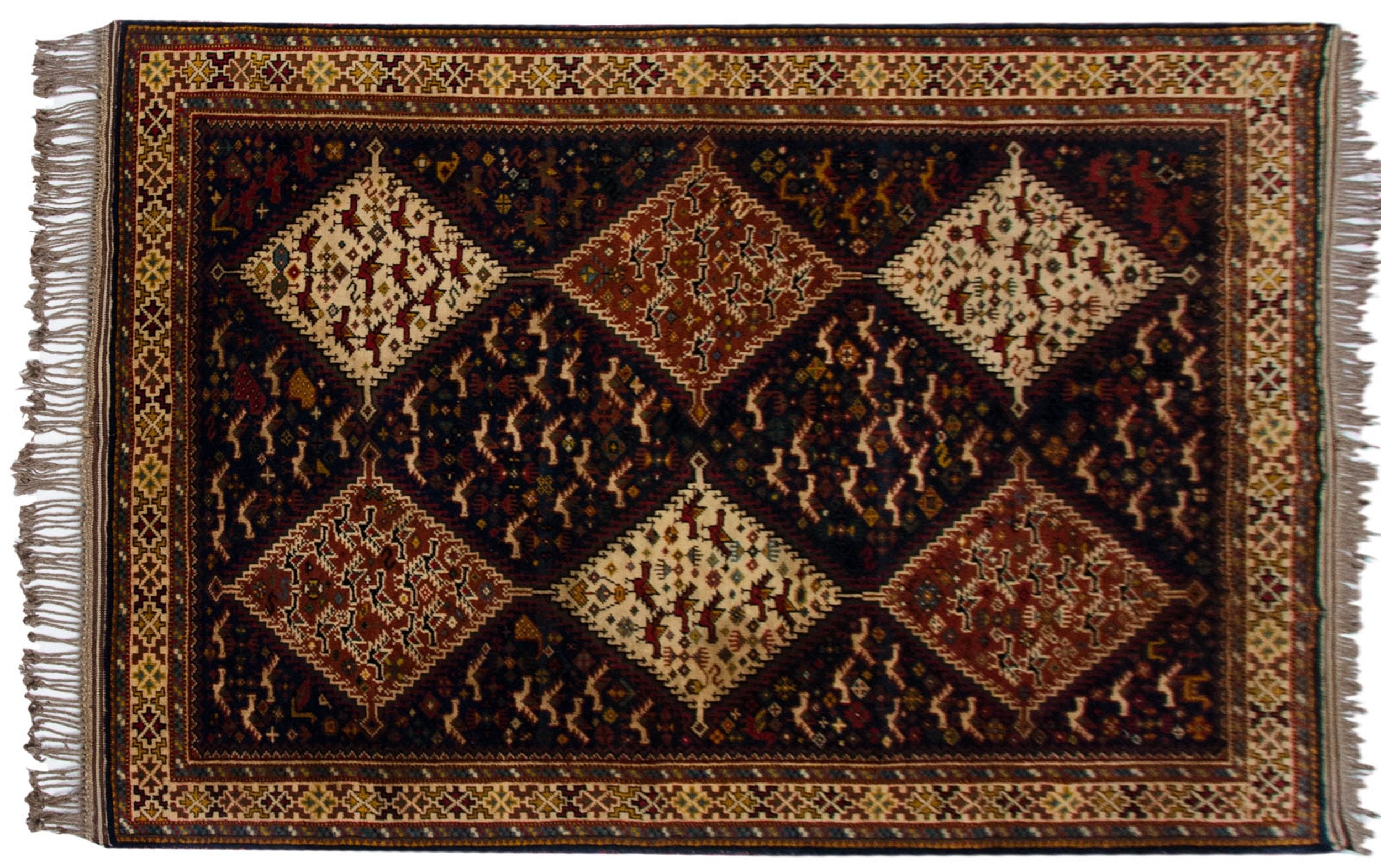 4x6 Vintage Indian Shiraz Design Rug