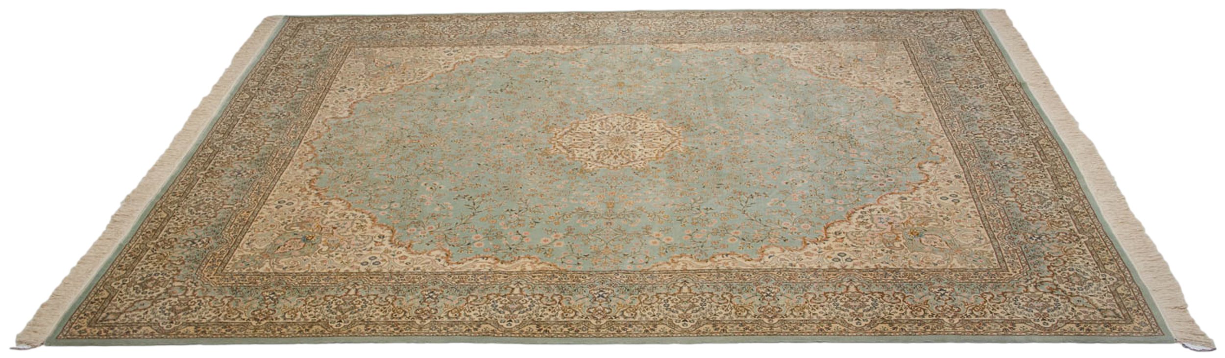 12x14 Vintage Fine Bulgarian Kerman Design Square Carpet