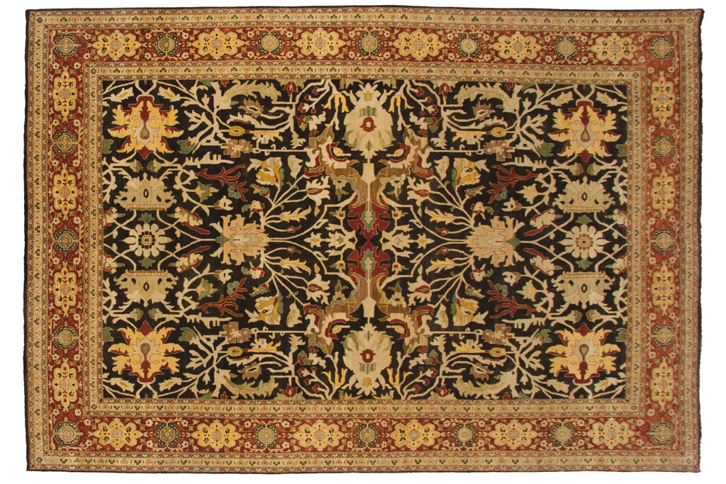9.5x14.5 Fine Indian Serapi Design Carpet
