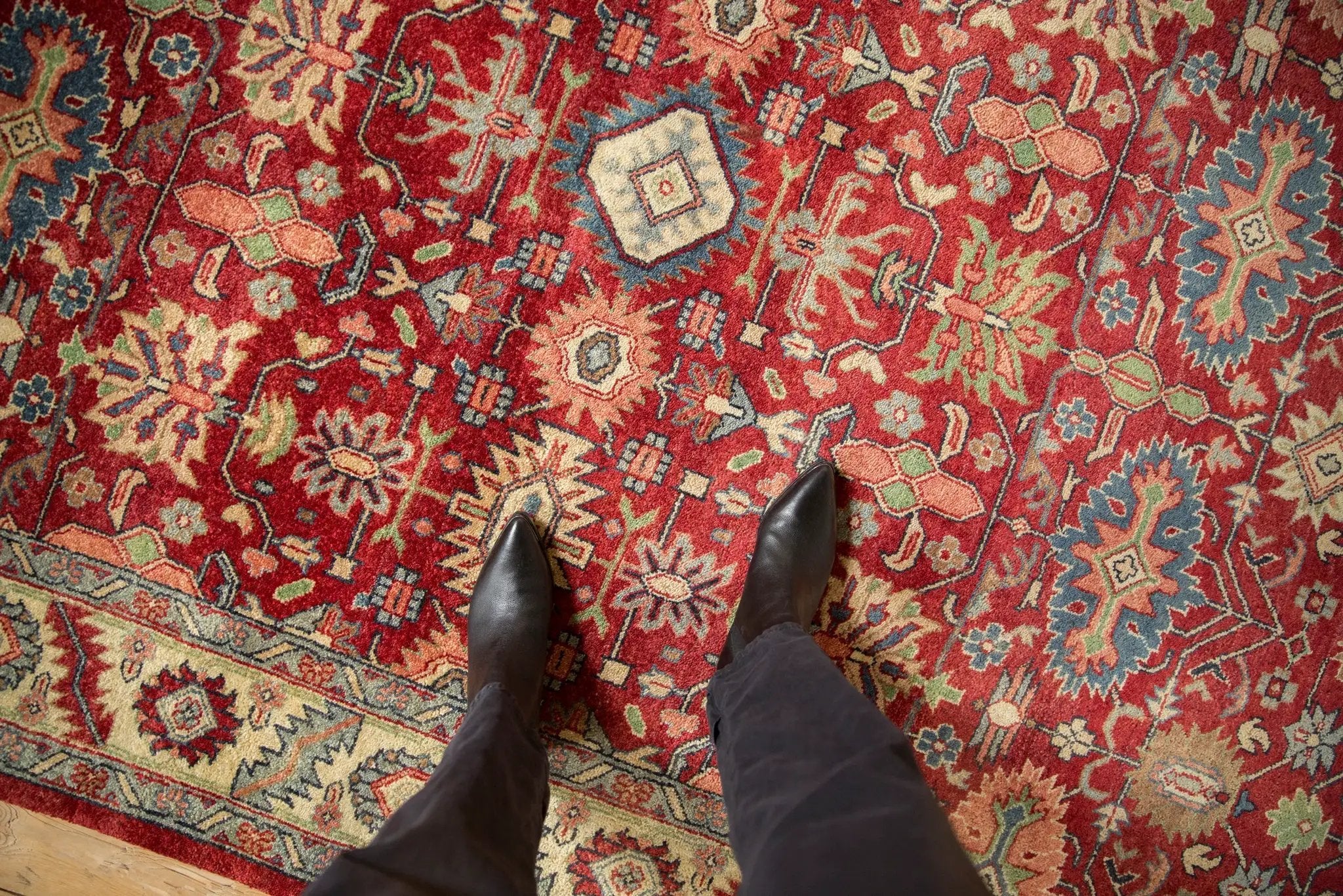 6x9 Vintage Indian Heriz Design Carpet