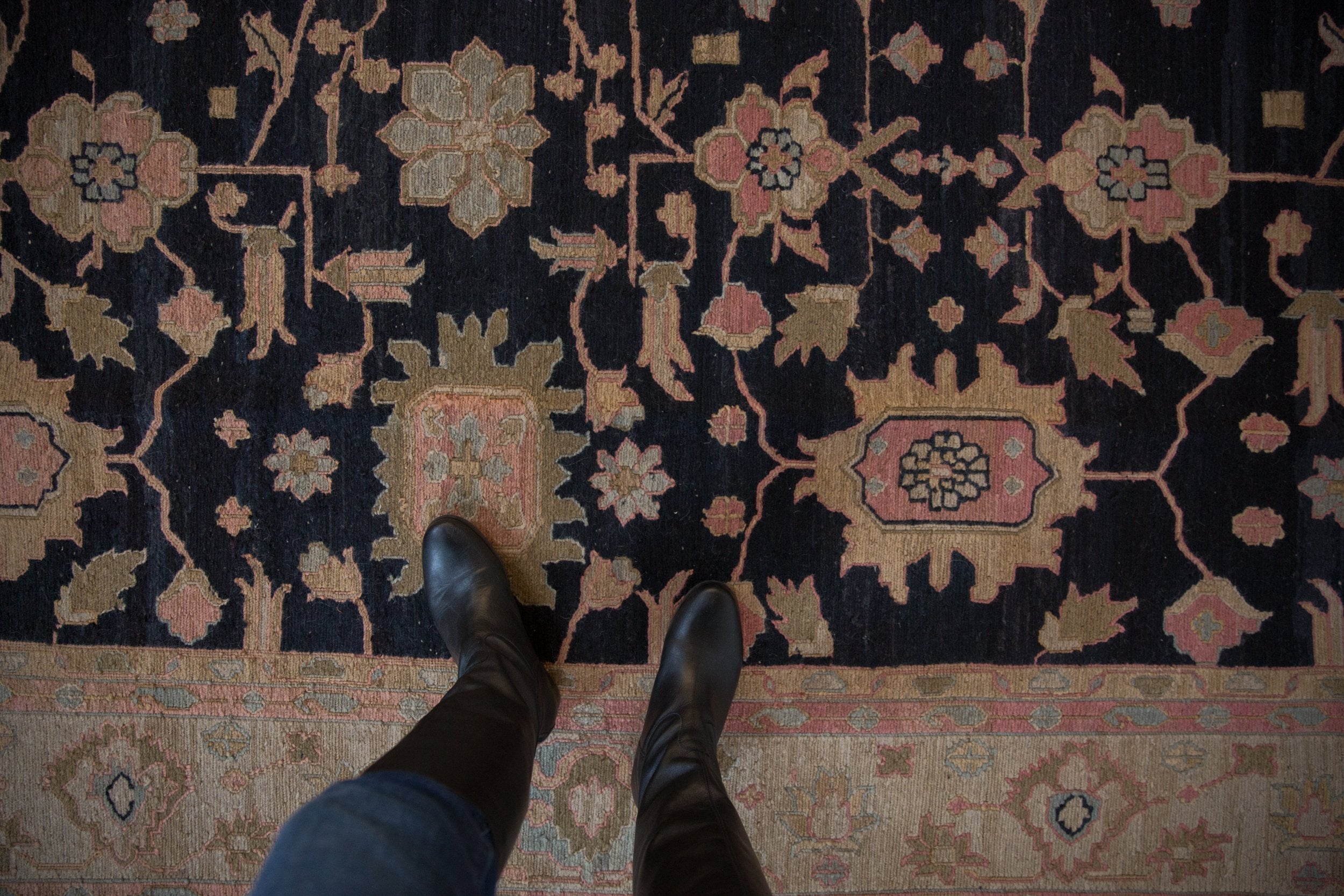 RESERVED 9x12 Vintage Tea Washed Indian Sultanabad Soumac Design Carpet