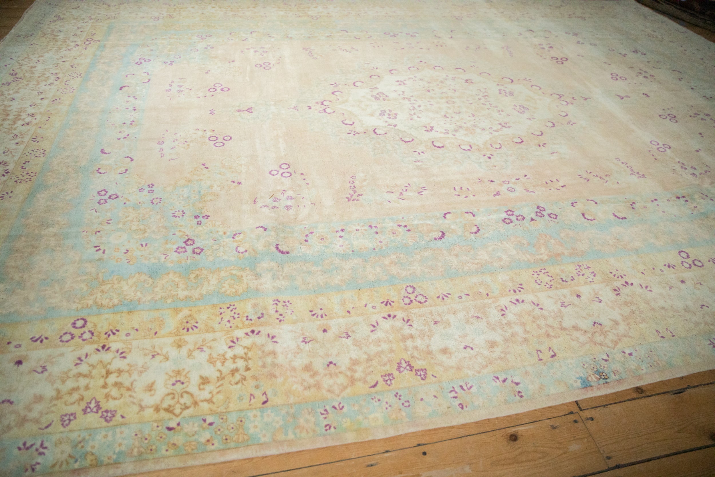 10x14 Vintage Distressed Bulgarian Kerman Design Carpet