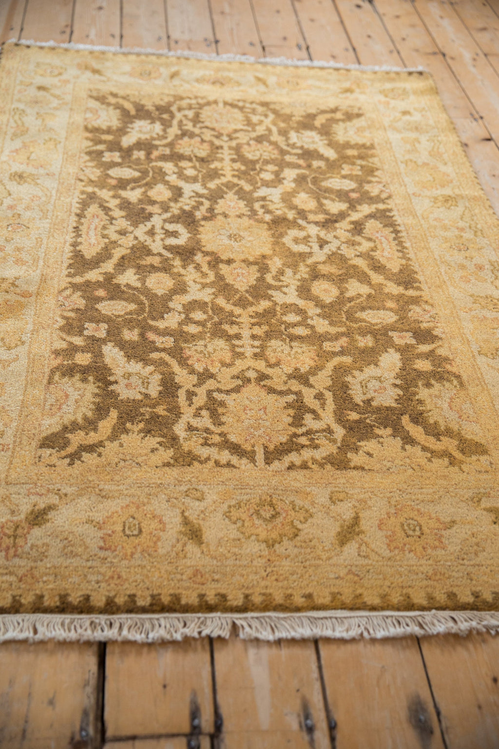 4x6 Vintage Gold Wash Indian Oushak Design Rug