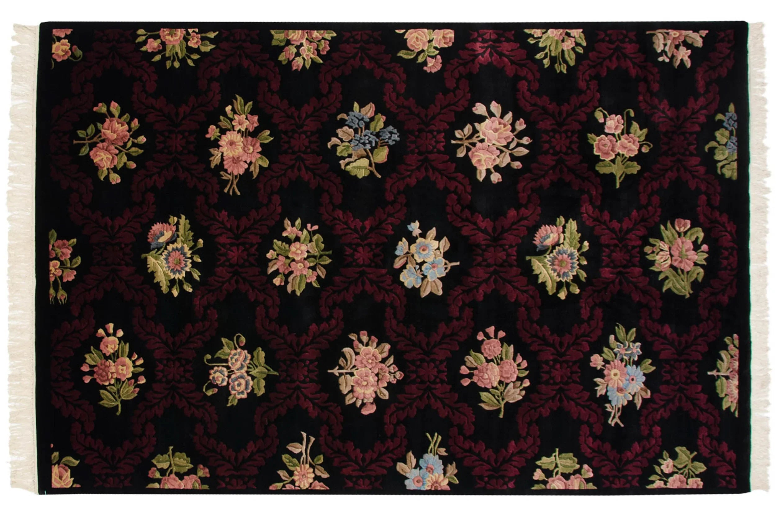 6x9 Vintage Contemporary Indian Aubusson Design Carpet