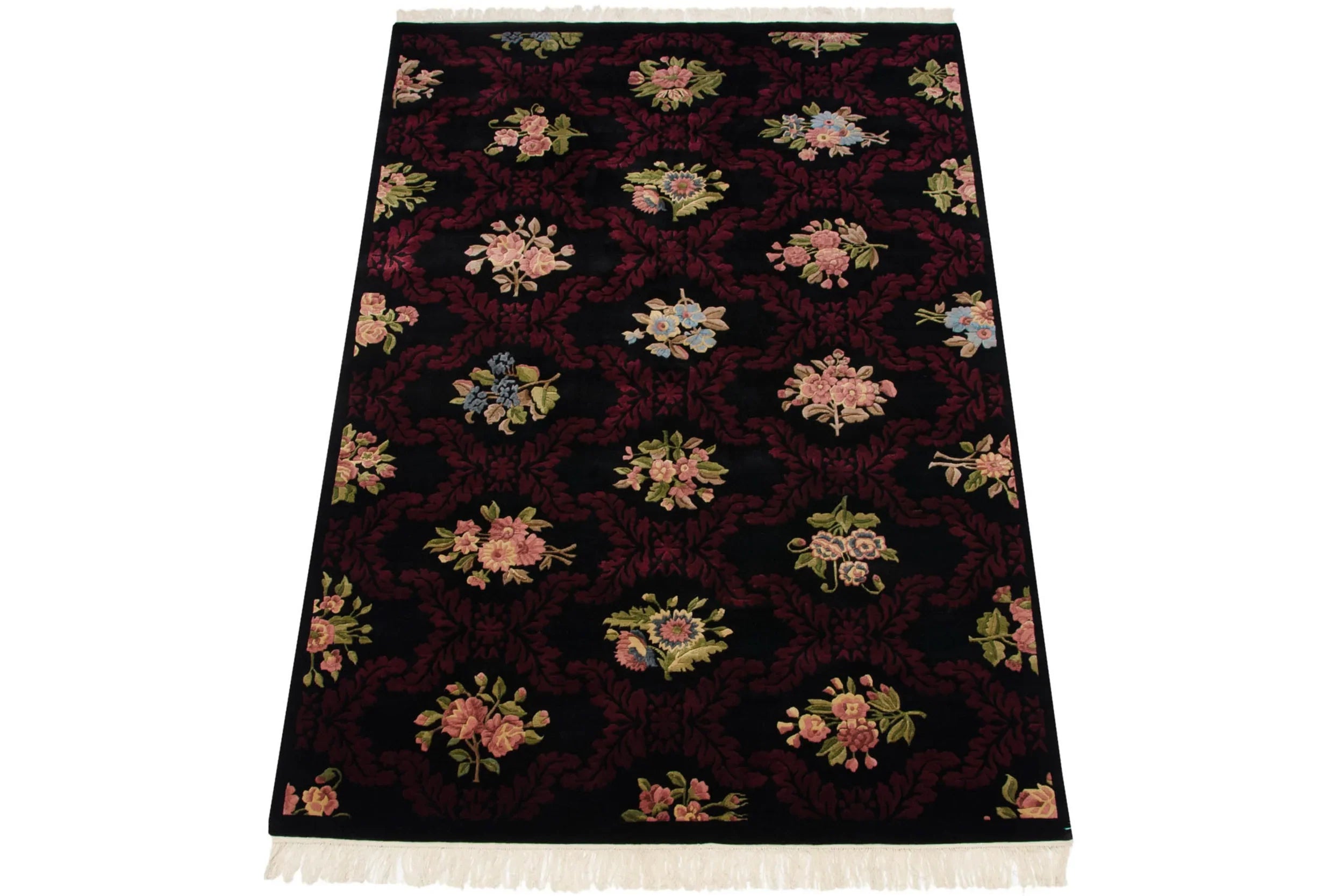 6x9 Vintage Contemporary Indian Aubusson Design Carpet