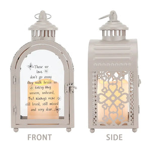 JHY DESIGN 11'' High Memorial Lantern with Automatic Timer, grey decorative candle lanterns (set of 2)