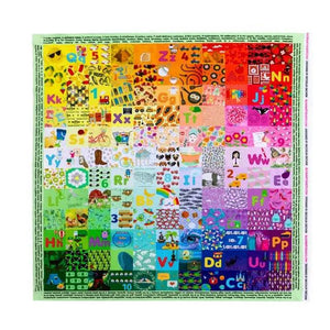 ABC Hidden Pictures Minky Quilt Panel by Block Party Quilt Co; multicolor alphabet-themed fabric panel.