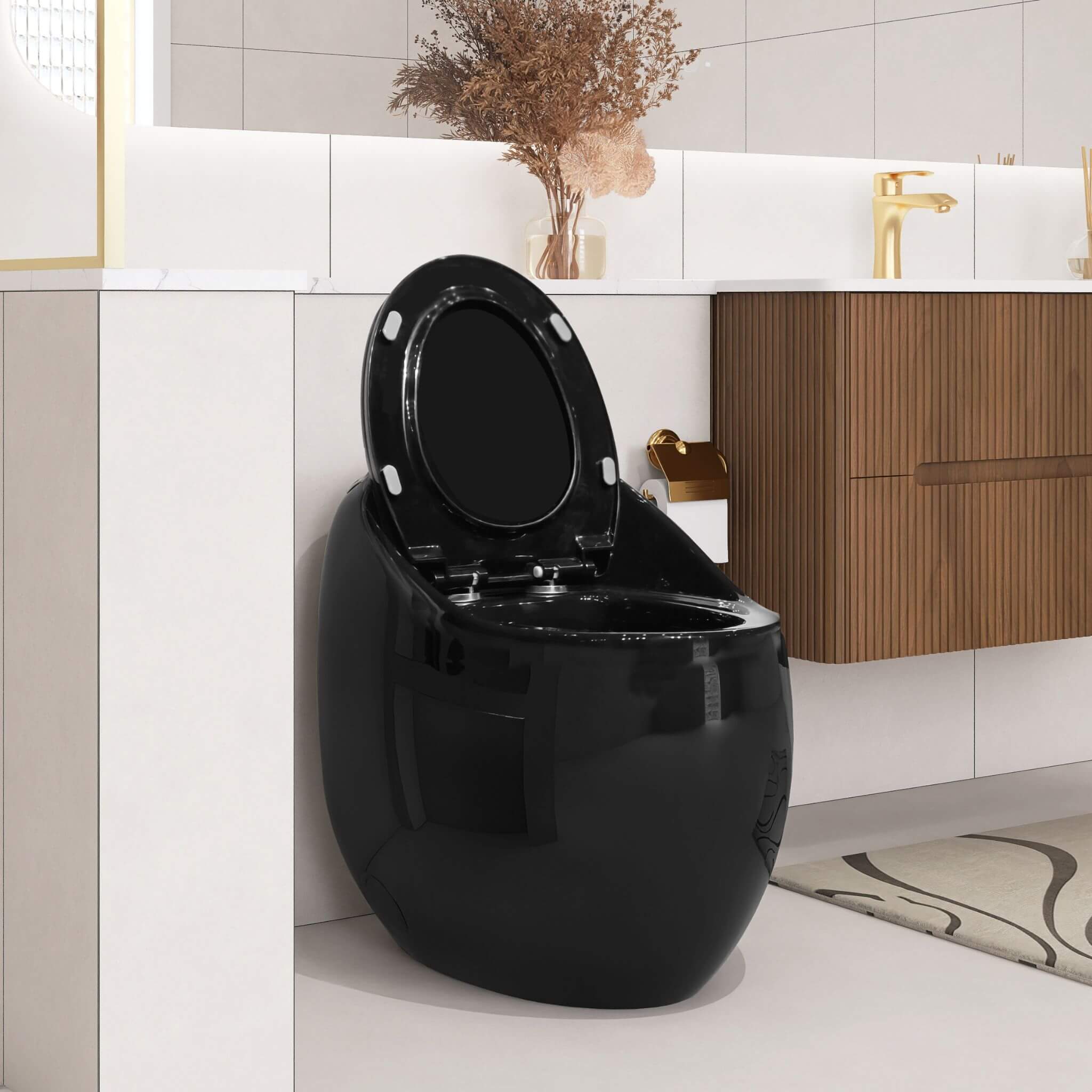 Modern 1.28 GPF Single Flush 1-Piece Ceramic Egg-Shaped Toilet (SAK93341)