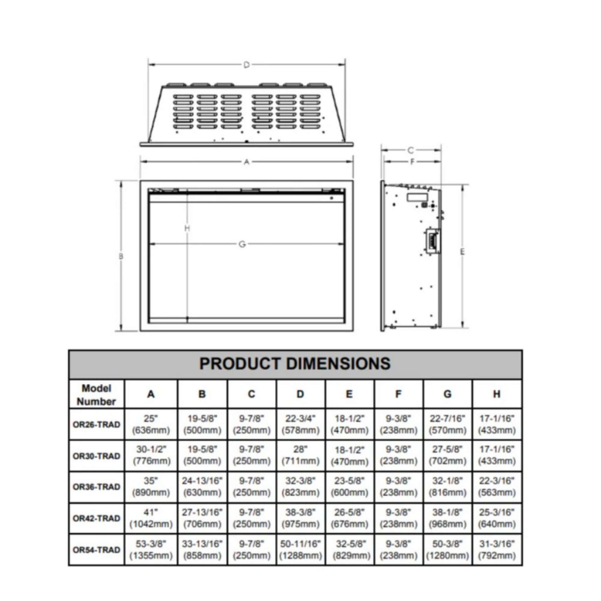 Modern Flames Orion Traditional 36" Heliovision Electric Fireplace [OR36-TRAD] (SAK91024)