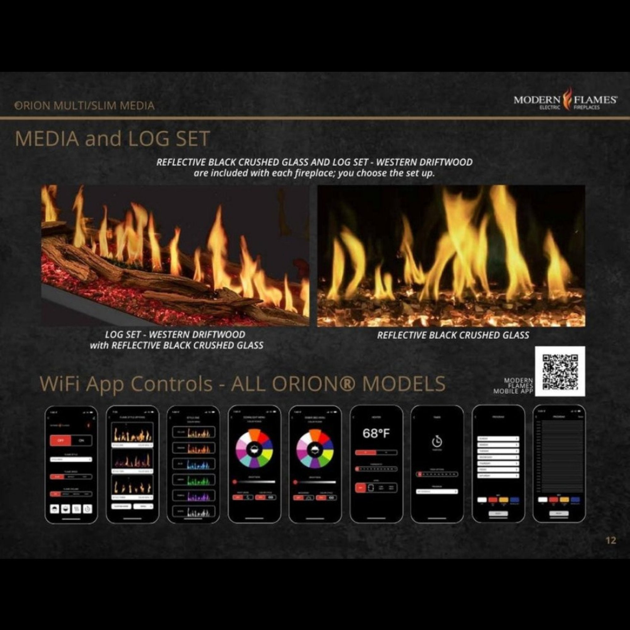 Modern Flames Orion Slim 76" Heliovision Single-Sided Electric Fireplace [OR76-SLIM] (SAK41935)