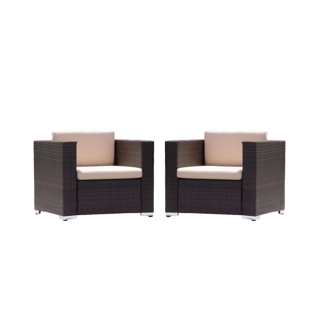 Modern Rattan Outdoor Water-Resistant Wicker Patio Chairs With Cushions [Set Of 2 PCS] (SAK76544)