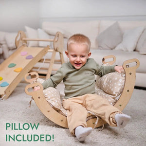 Goodevas 4in1 Montessori climbing set in natural wood with pillow for toddlers