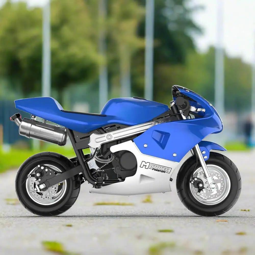 MotoTec Phantom 49CC Two-Stroke Gas Pocket Bike, Blue (96421375)