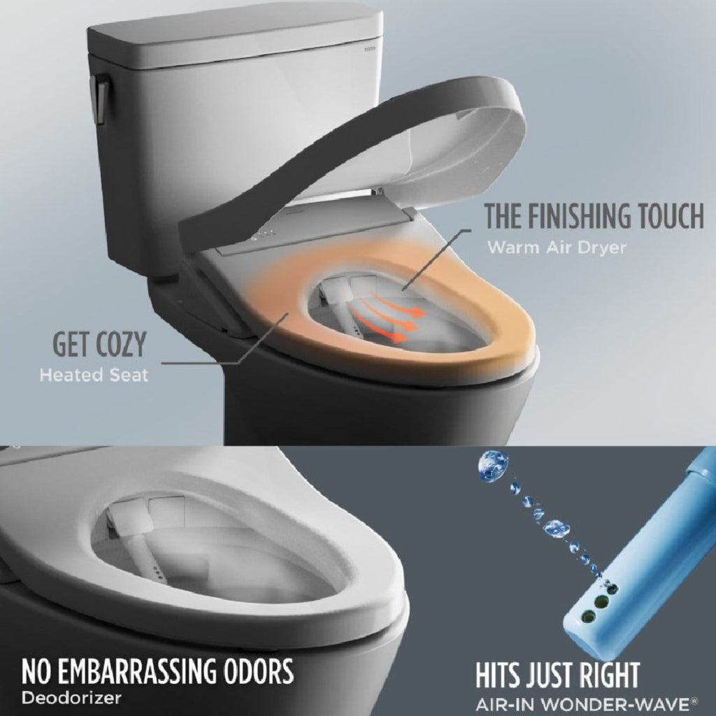 [MW7764726CEFG#01] TOTO Drake 1.28 GPF Electric Chair Height Toilet With Washlet S7 Heated Bidet Seat And Tornado Flush (SAK36508)
