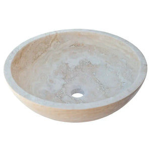 Beige travertine above-vanity bathroom vessel sink by Villohome