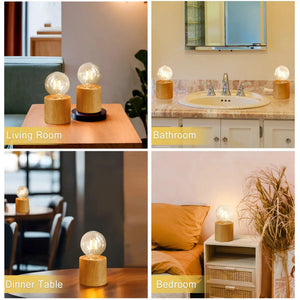 Ceramic wood-grain table lamp set of 2, 6.5-inch tall, battery-operated, by JHY DESIGN