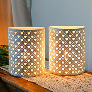 Set of 2 8in blue heart-pattern wall sconce lamps, battery-operated, by JHY DESIGN