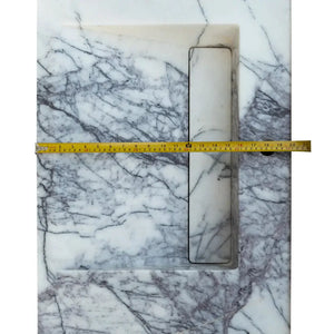 New York Marble wall-mount bathroom sink with drain cap, white with gray veining