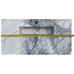 New York Marble wall-mount bathroom sink by Villohome, white with gray veining, 40-inch.