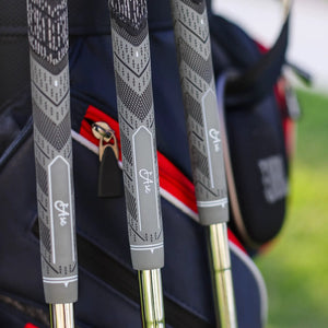 Ase 3-Piece Wedge Set of golf wedges with gray patterned grips