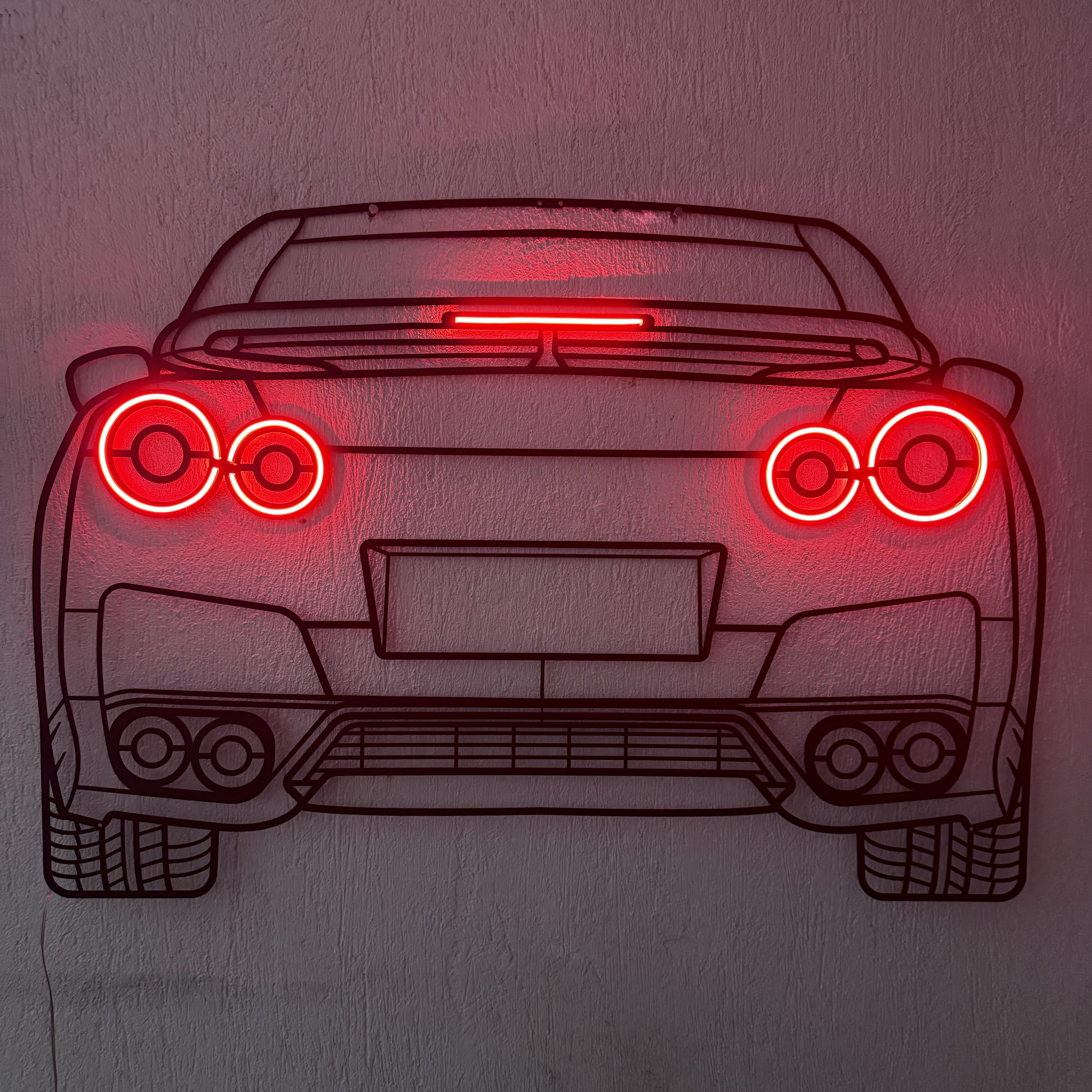 GT-R R35 Back View Metal Neon Car Wall Art - MTN0096