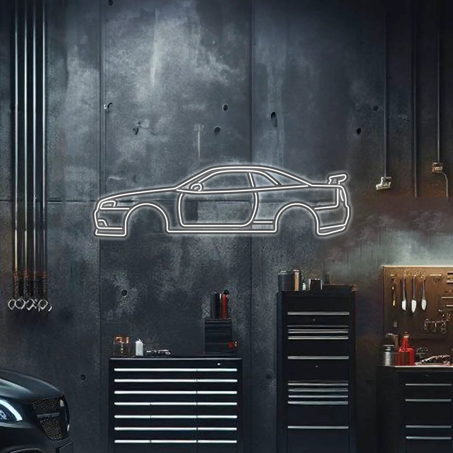 Skyline GT-R R34 Metal Neon Car Wall Art - MTN0036
